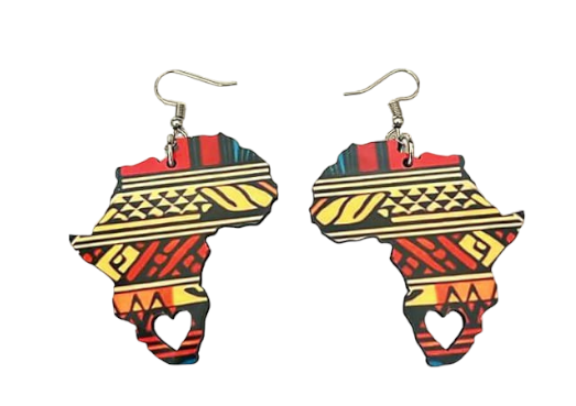 Africa Map Earrings - Abstract Fabric Inspired