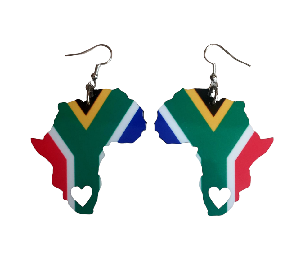 Africa Map Earrings - SA Flag-Inspired