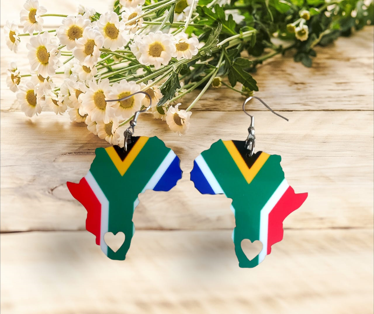 Africa Map Earrings - SA Flag-Inspired