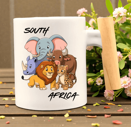 Iconic Big 5 Bamboo handle ceramic mug - African Pride Collection