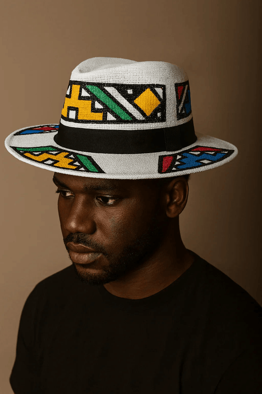 Panama Unisex Hat painted IsiNdebele Designs - African Pride Collection