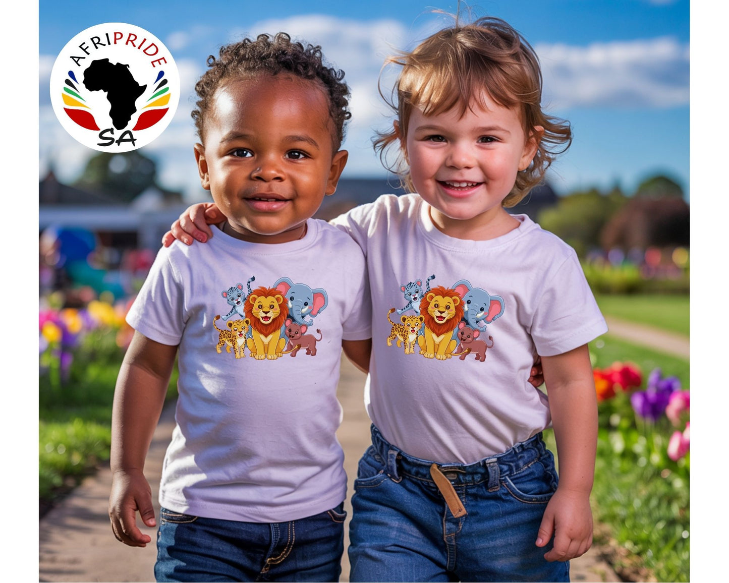 Kids T-Shirt with Cartoon Animals Print – Multiple Colours