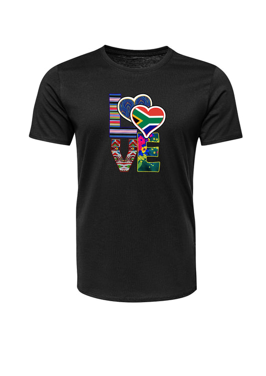 Love - South Africa Flag & African Fabric-Inspired T-Shirt
