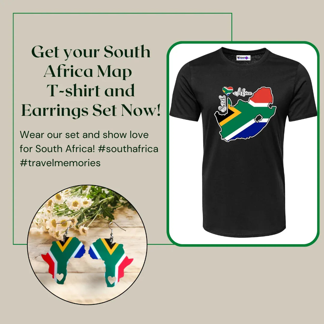 Africa Map Earrings - South African Flag-Inspired - African Pride Collection