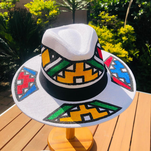 Panama Unisex Hat painted IsiNdebele Designs