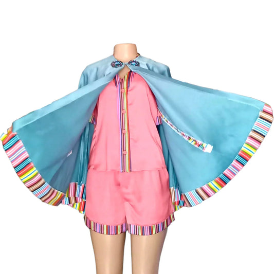 Mashudu Poncho with Striped Hem - African Pride Collection