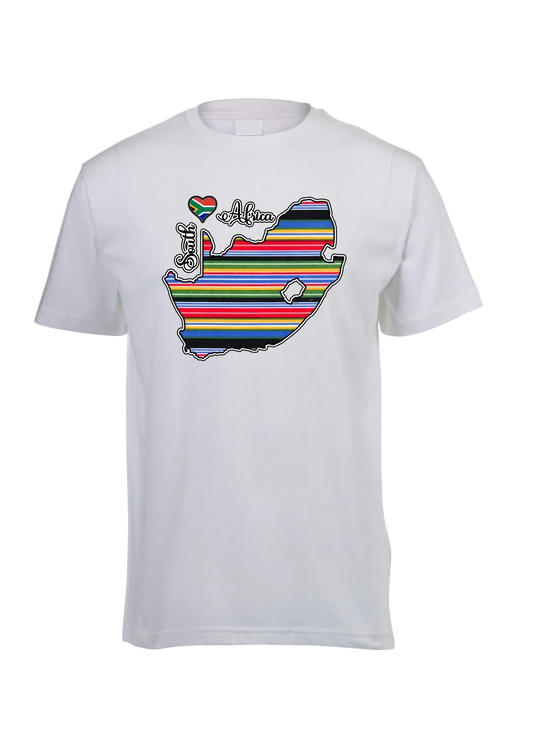 South Africa Map T-Shirts - Unisex - Venda Fabric-Inspired - African Pride Collection