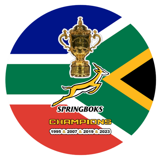 South African Flag and Springboks Rugby World Trophy Coasters Set