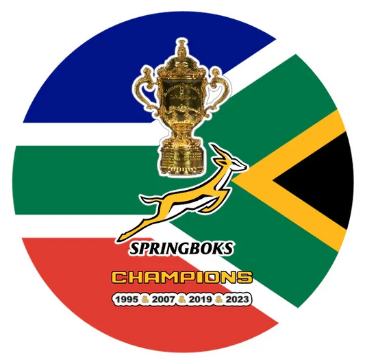 South African Flag and Springboks Rugby World Trophy Coasters Set - African Pride Collection