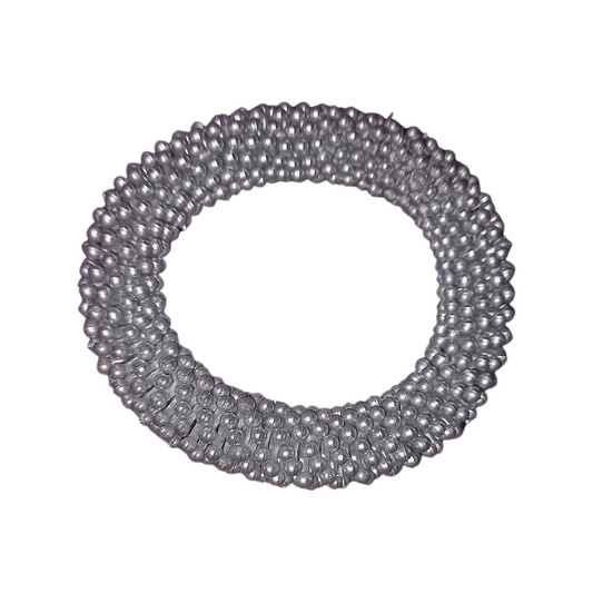 Venda Traditional Bangle - Handcrafted Plastic Beaded Tshikiripoto - Silver Grey