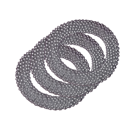 Venda Traditional Bangle - Handcrafted Plastic Beaded Tshikiripoto - Silver Grey