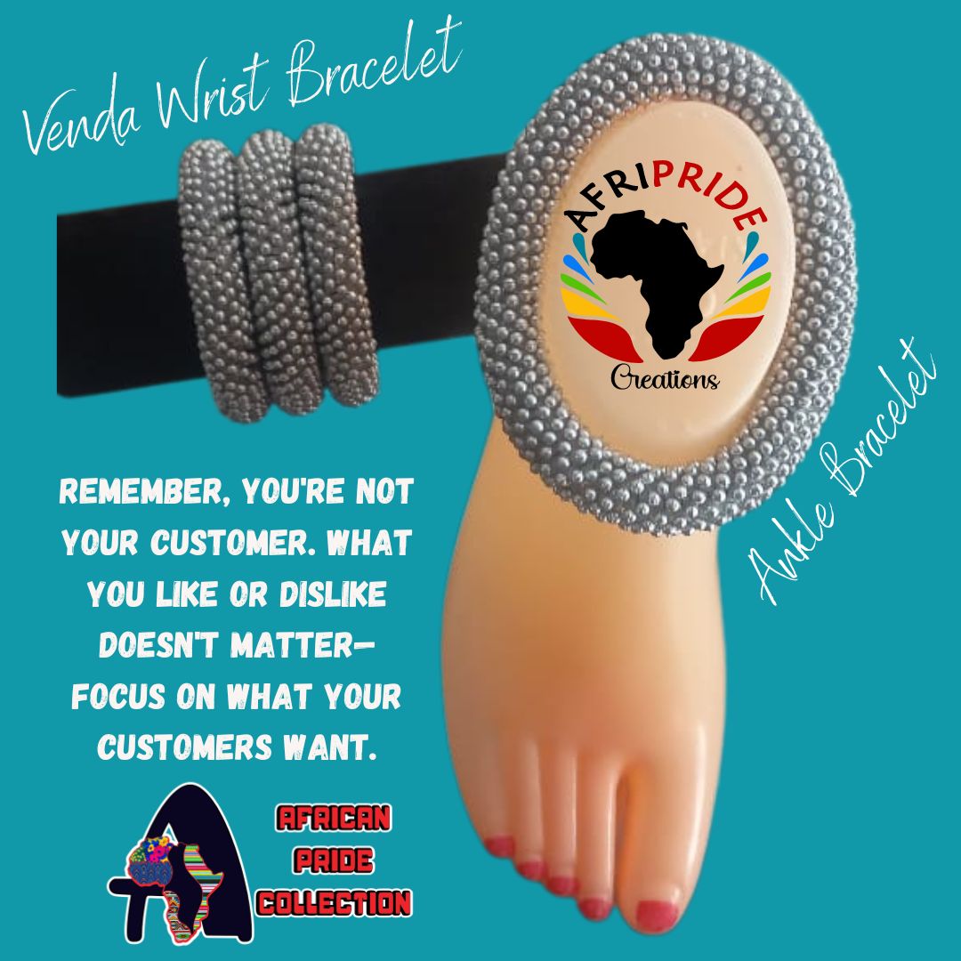 Venda Traditional Bangle - Handcrafted Plastic Beaded Tshikiripoto - Silver Grey