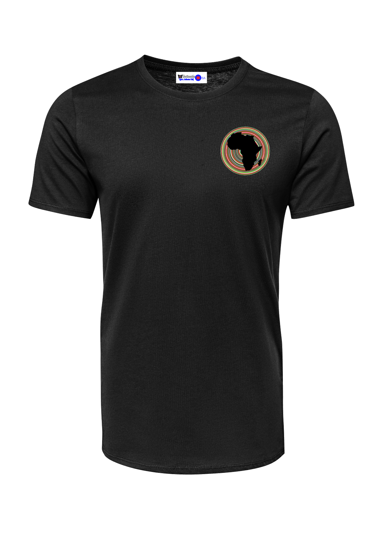 T-Shirt - Unisex - Pocket Africa Map & Circular Stripes
