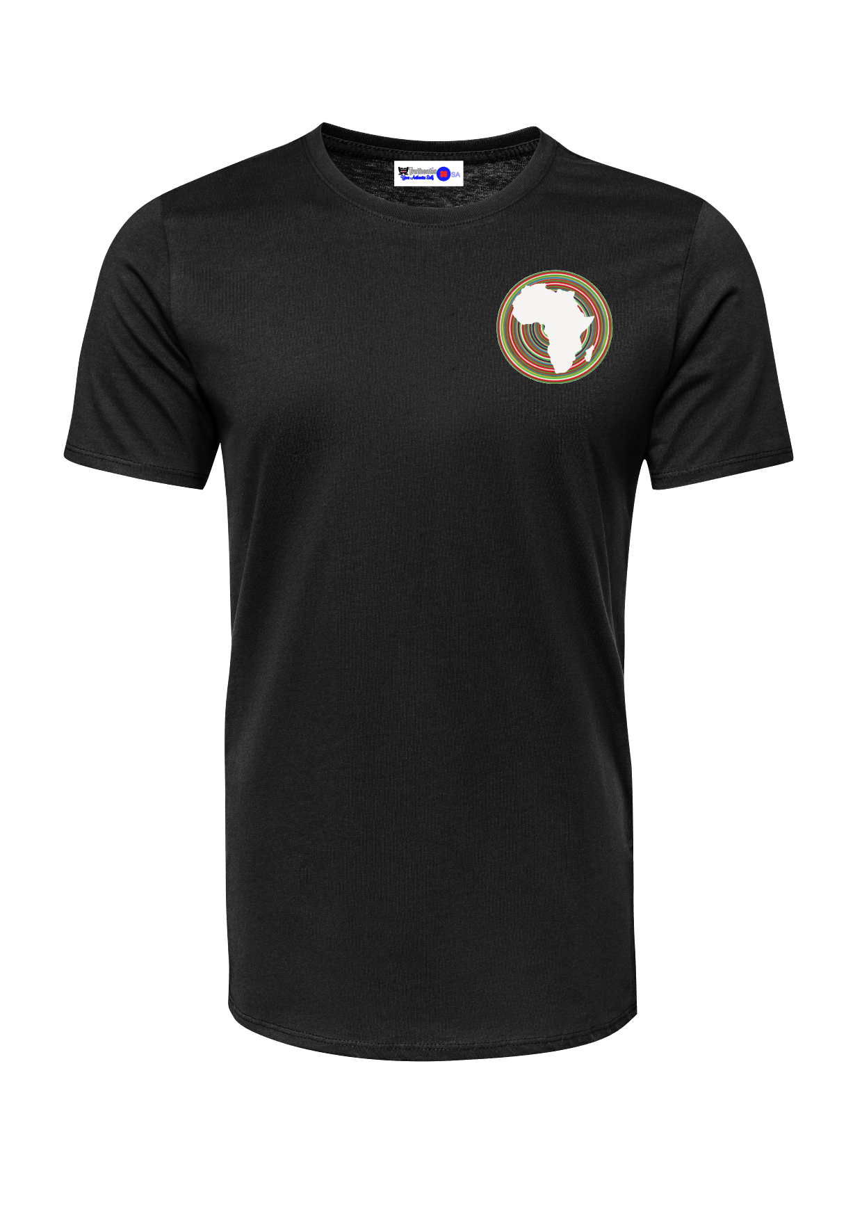 T-Shirt - Unisex - Pocket Africa Map & Circular Stripes