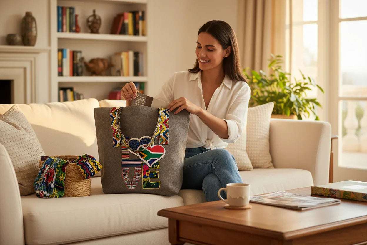 South African Fabric-Inspired Felt Tote Bag - African Pride Collection