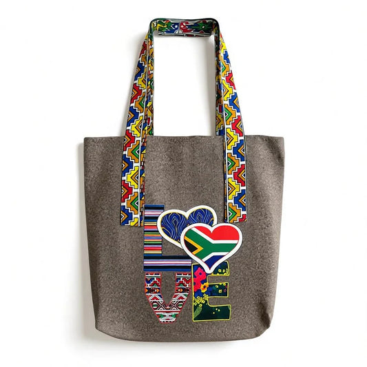 South African Fabric-Inspired Felt Tote Bag - African Pride Collection