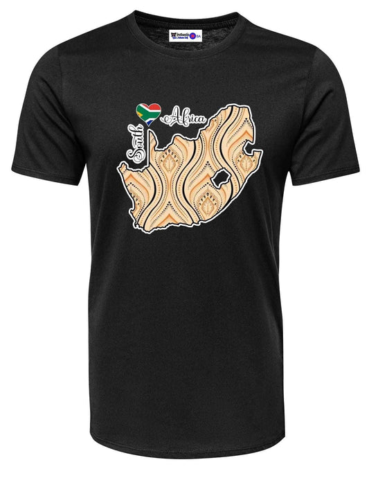 South Africa Map T-Shirts - Unisex - Shweshwe - African Pride Collection