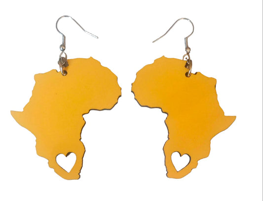 Africa Map Earrings - Solid Colours