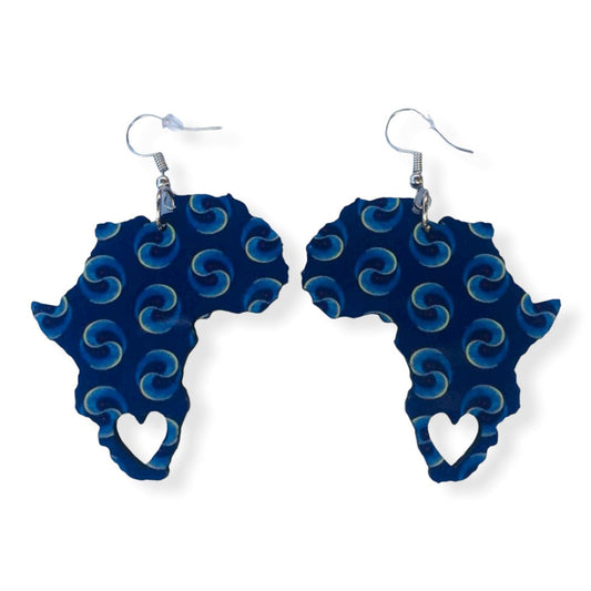Africa Map Earrings - Shweshwe Fabric-Inspired - Other - African Pride Collection
