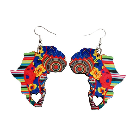 Africa Map Earrings - Multi Designs African Fabrics-Inspired