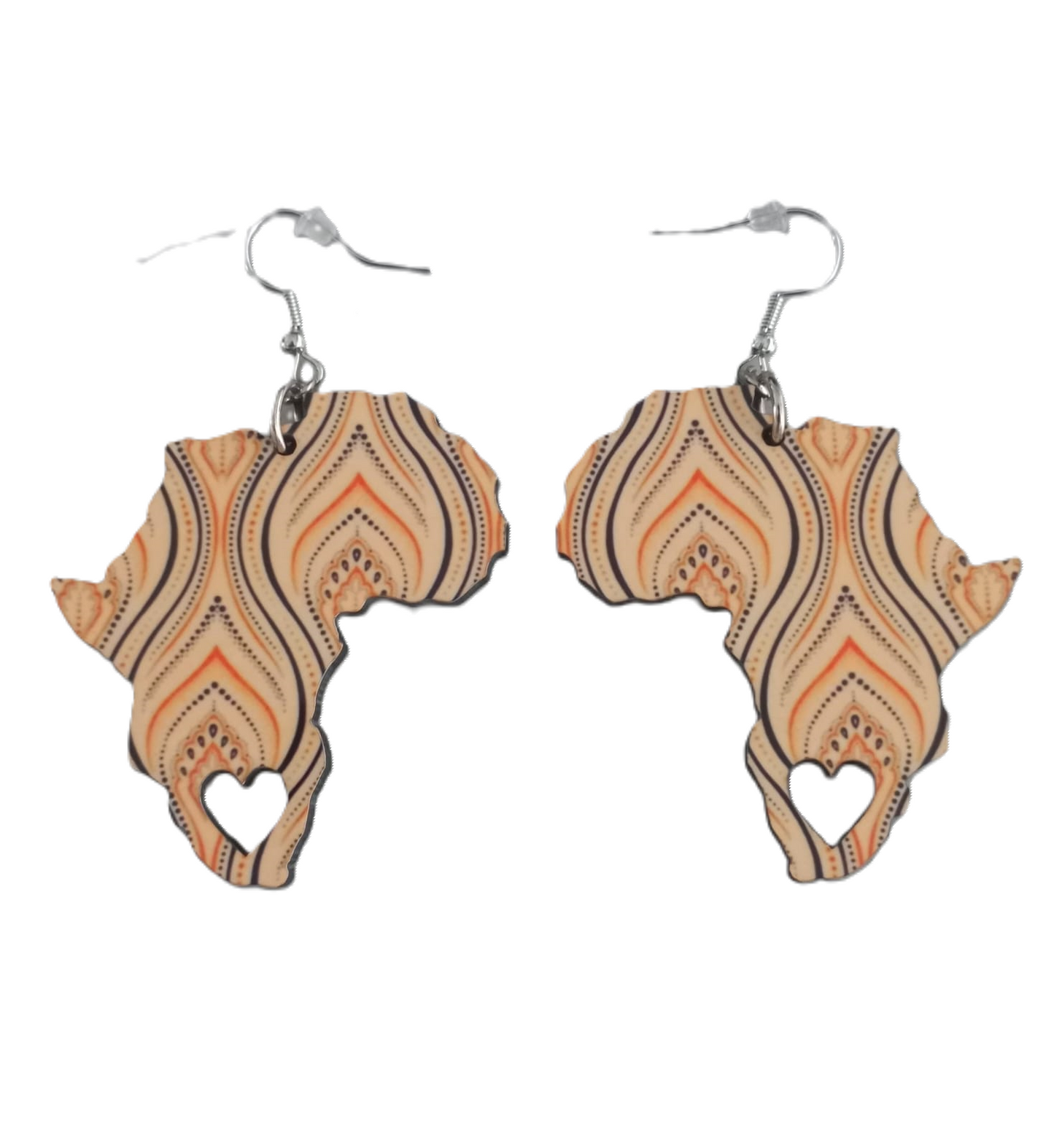 Africa Map Earrings - Shweshwe Fabric-Inspired - Petals