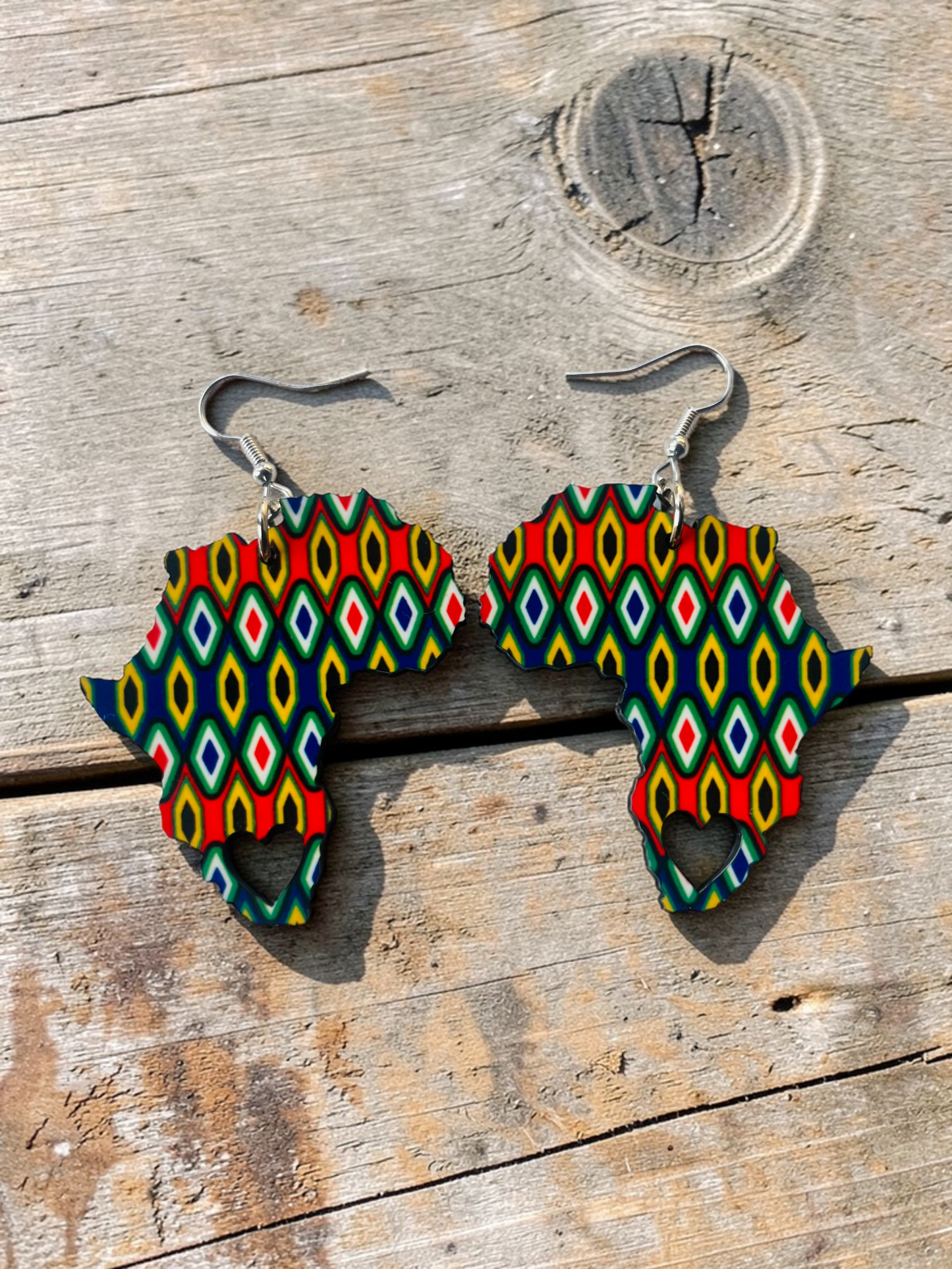 South African Flag-Inspired Africa Map Earrings
