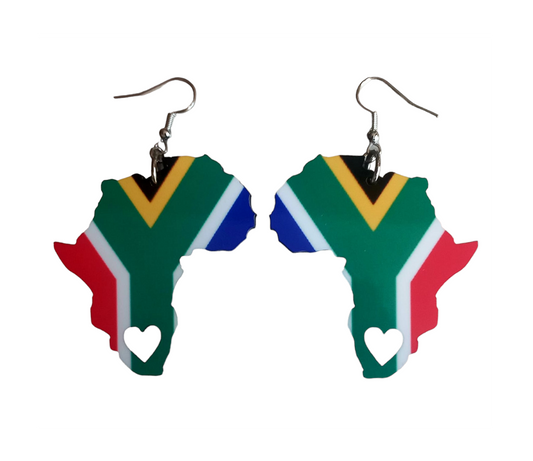 Africa Map Earrings - South African Flag Inspired