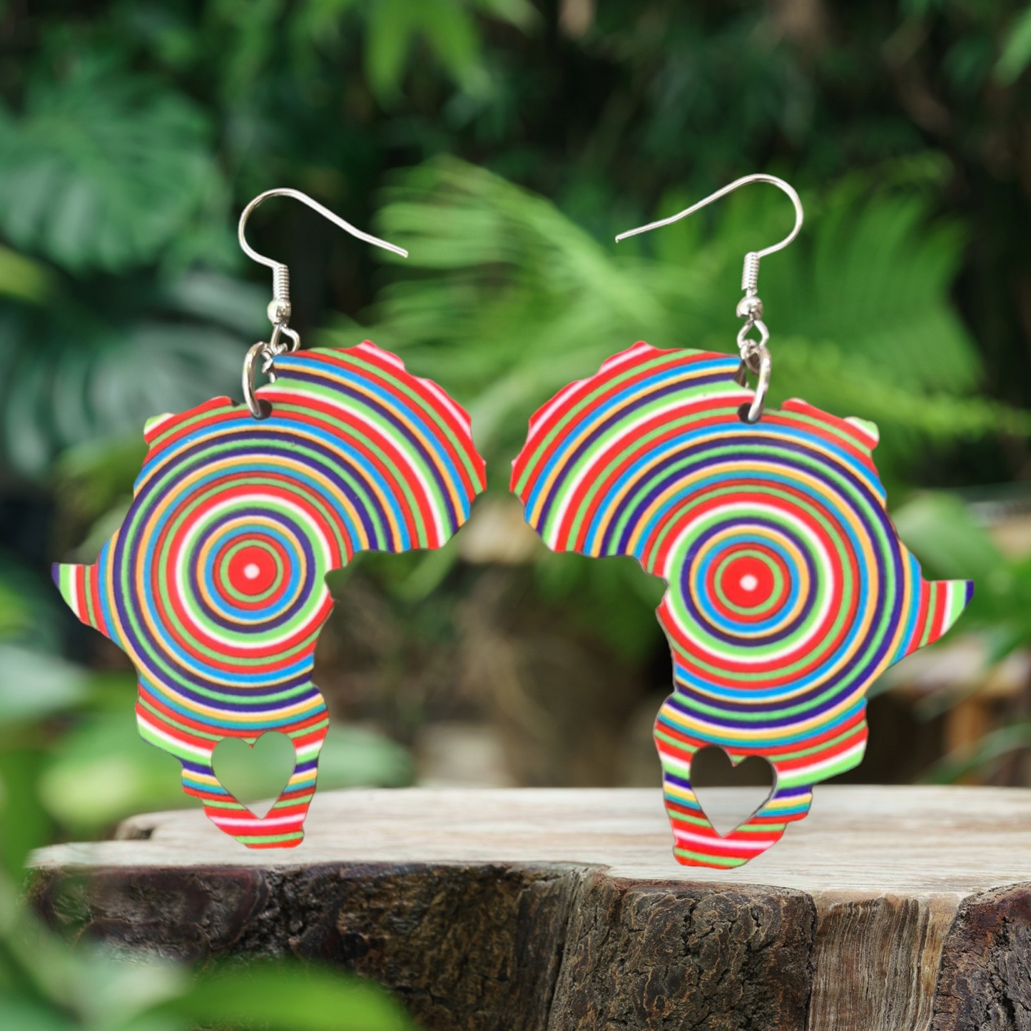 Africa Map Earrings - Multi-colours Venda Circles