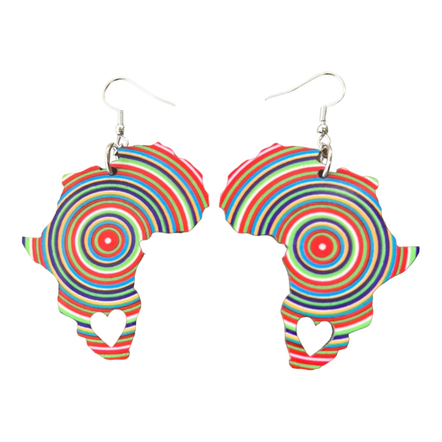 Africa Map Earrings - Multi-colours Venda Circles