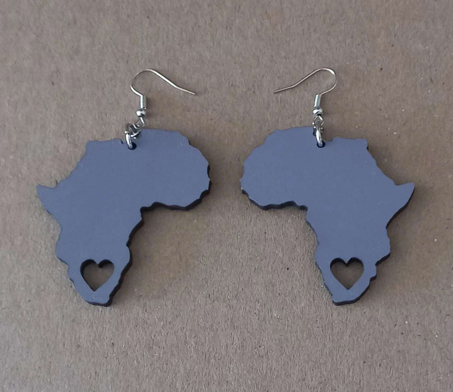 Africa Map Earrings - Solid Colours - African Pride Collection