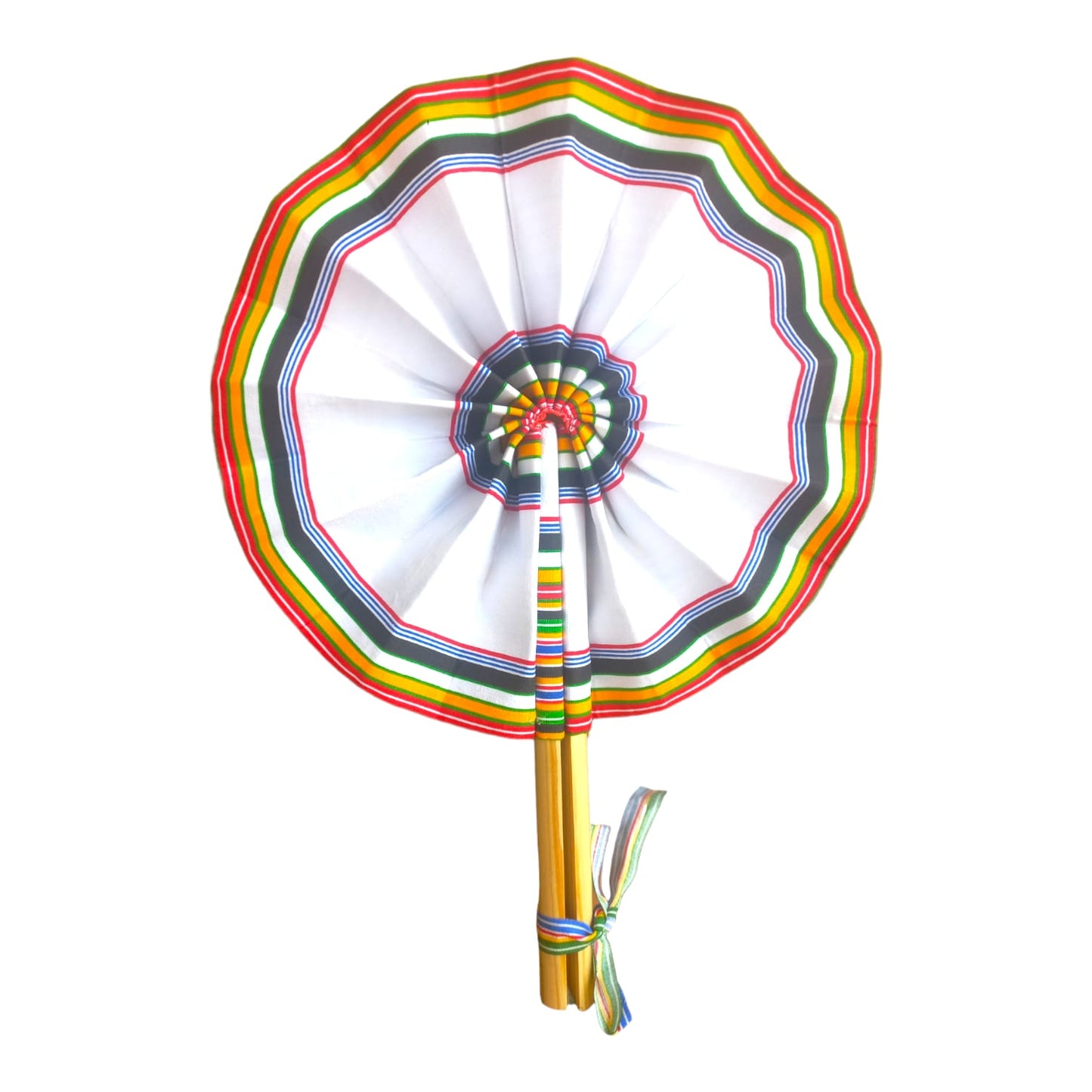 Vhutambo Handmade Foldable African Fabric Fan with Wooden Handles