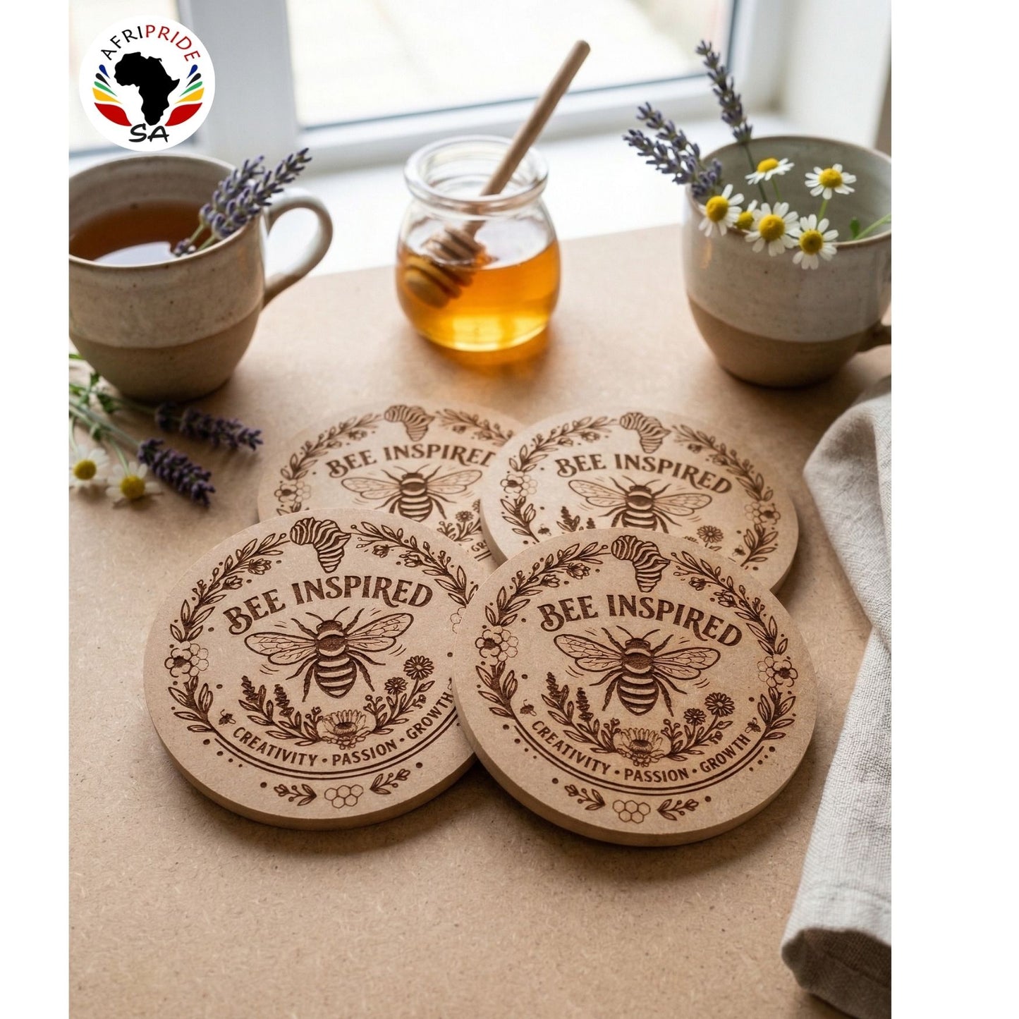 4-piece engraved coaster