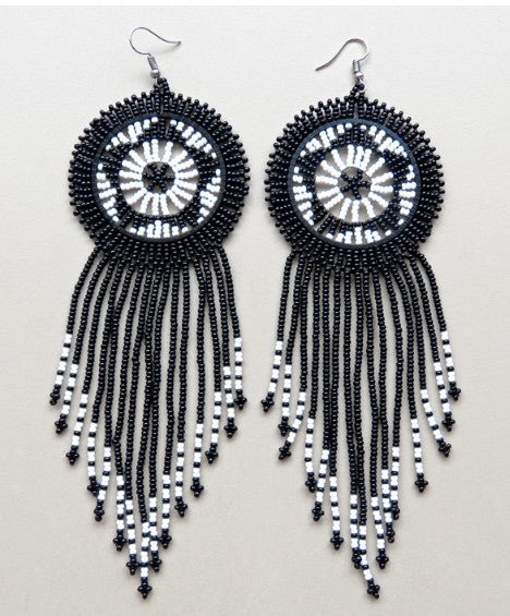 Large Circle Beaded Tassel Earrings – African Statement Jewellery