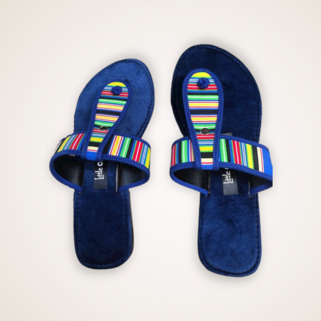 African Fabric Inspired T-Bar Sandals