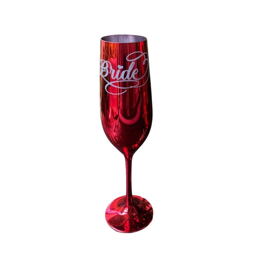 Makoti, Bride & Groom Champagne Glasses – Red and Gold Collection