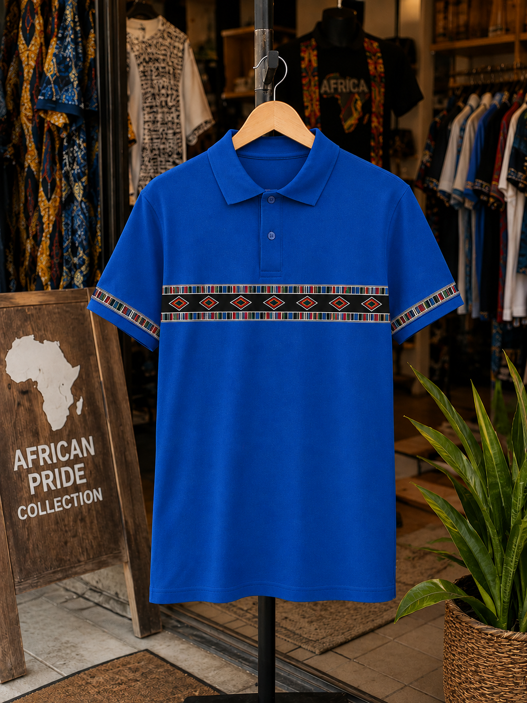 African Fabric Inspired Golf Shirt | DTF Printed | Heritage Collection