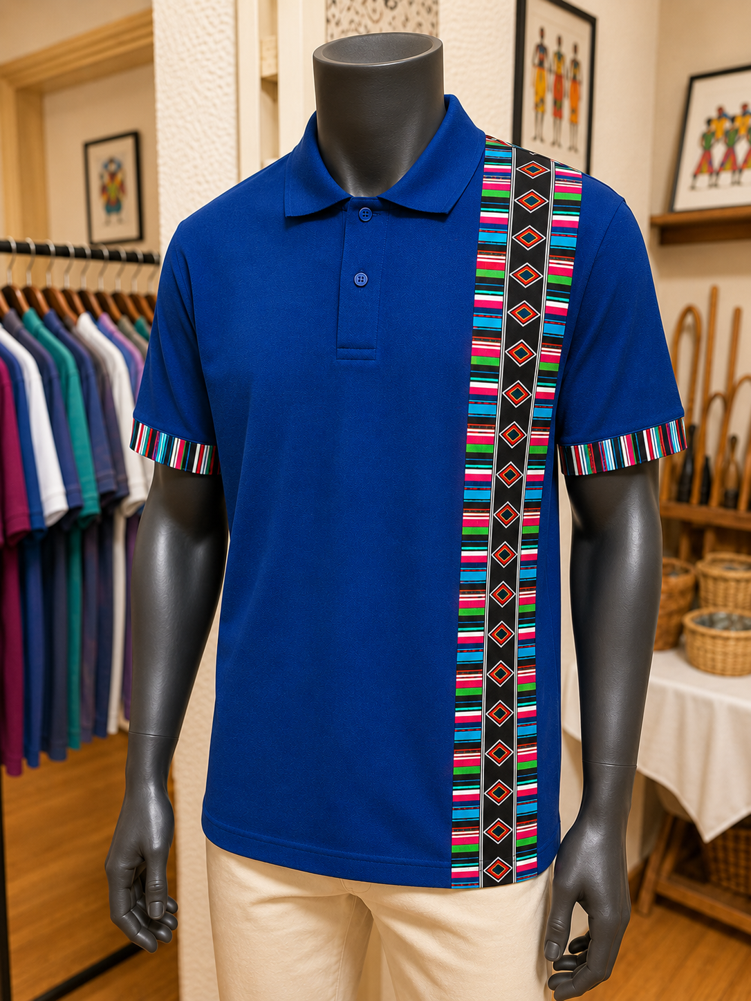 African Fabric Inspired Golf Shirt | DTF Printed | Heritage Collection
