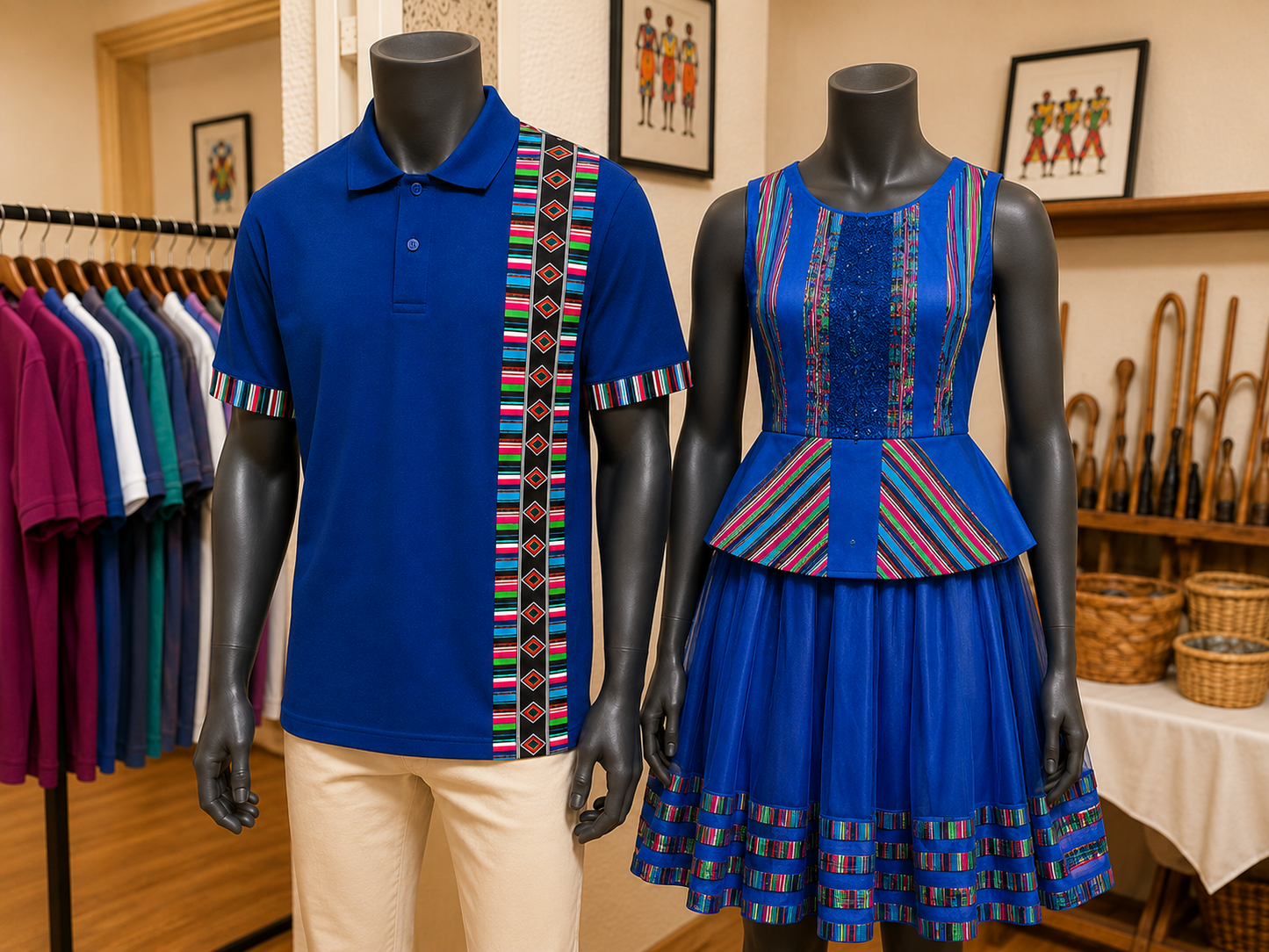 African Fabric Inspired Golf Shirt | DTF Printed | Heritage Collection