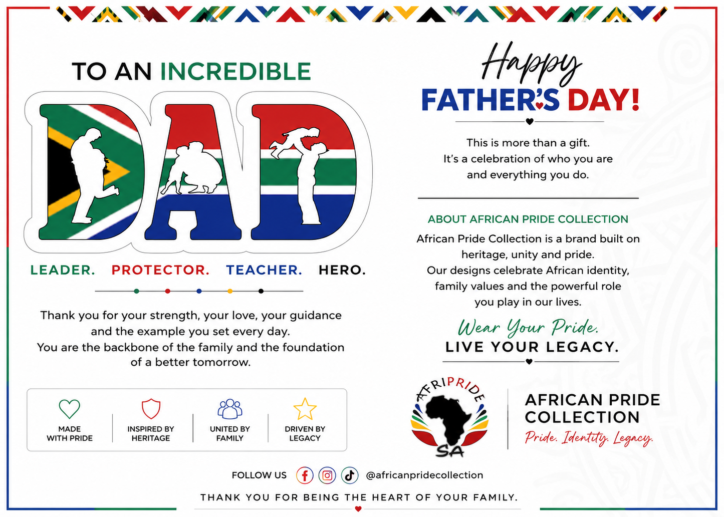 South Africa Flag  Colours T-Shirt for DAD