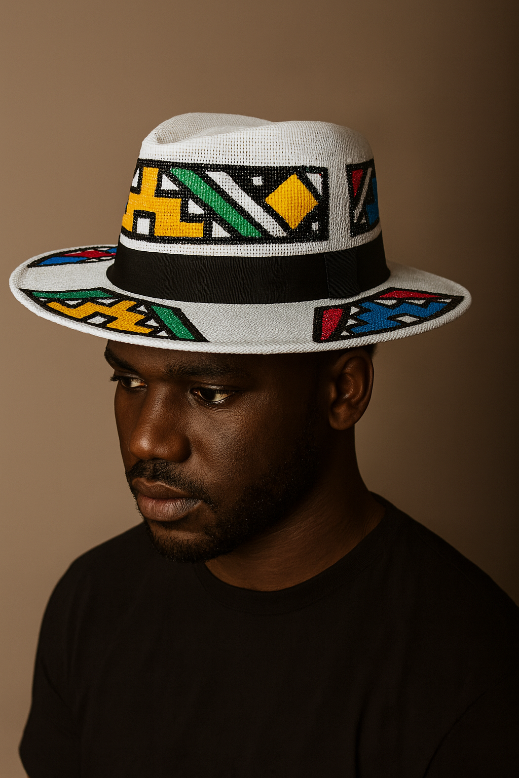 Panama Unisex Hat painted IsiNdebele Designs