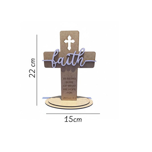 Wooden Christian Cross with “Faith” Inscription