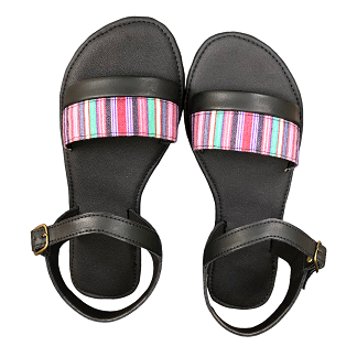 African fabric-inspired Striped Canvas Casual Sandals