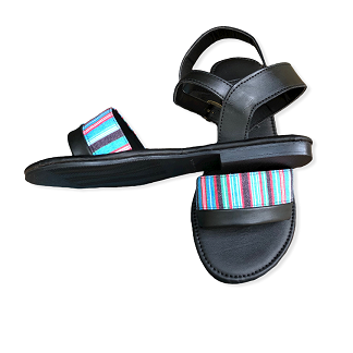 African fabric-inspired Striped Canvas Casual Sandals