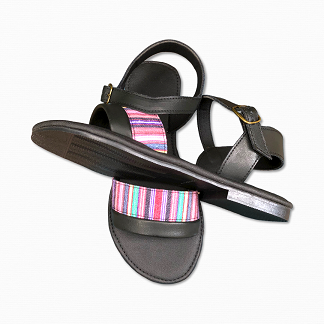 African fabric-inspired Striped Canvas Casual Sandals