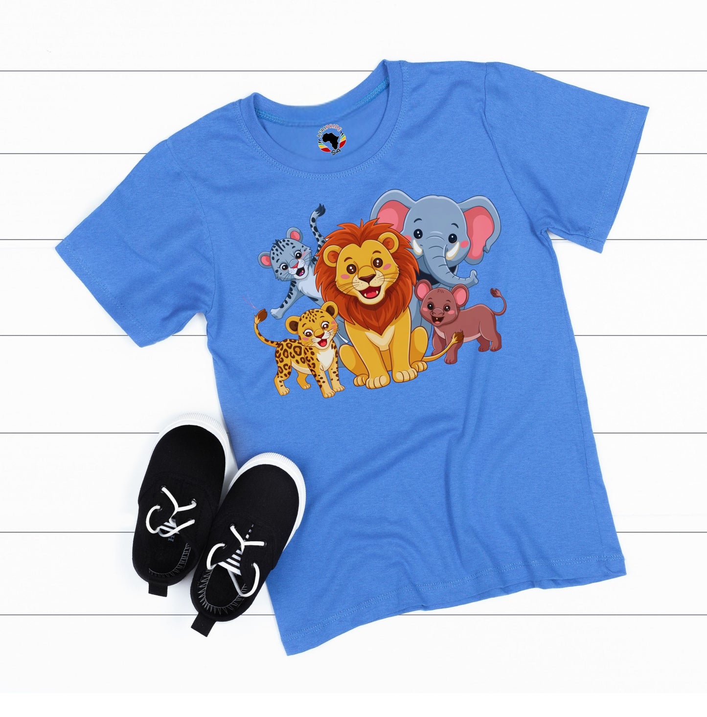 Kids T-Shirt with Cartoon Animals Print – Multiple Colours