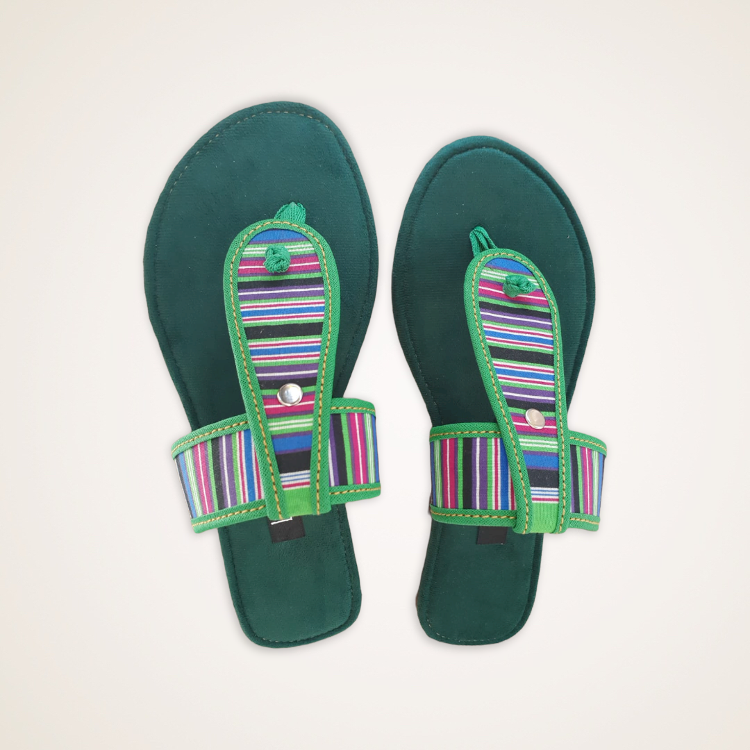 African Fabric Inspired T-Bar Sandals