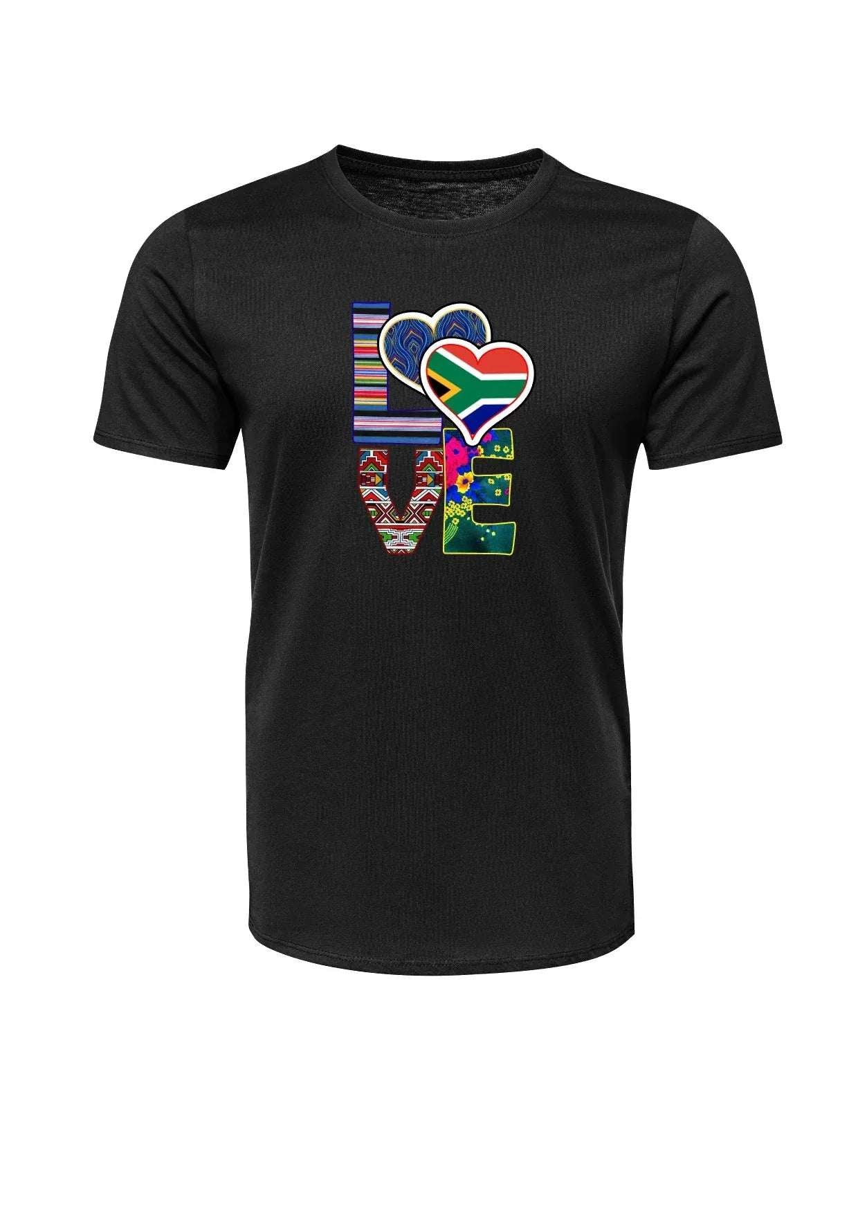 Love - South Africa Flag & African Fabric-Inspired T-Shirt - African Pride Collection