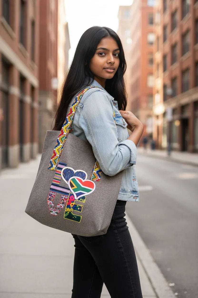 South African Fabric-Inspired Felt Tote Bag - African Pride Collection