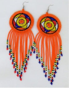 Large Circle Beaded Tassel Earrings – African Statement Jewellery