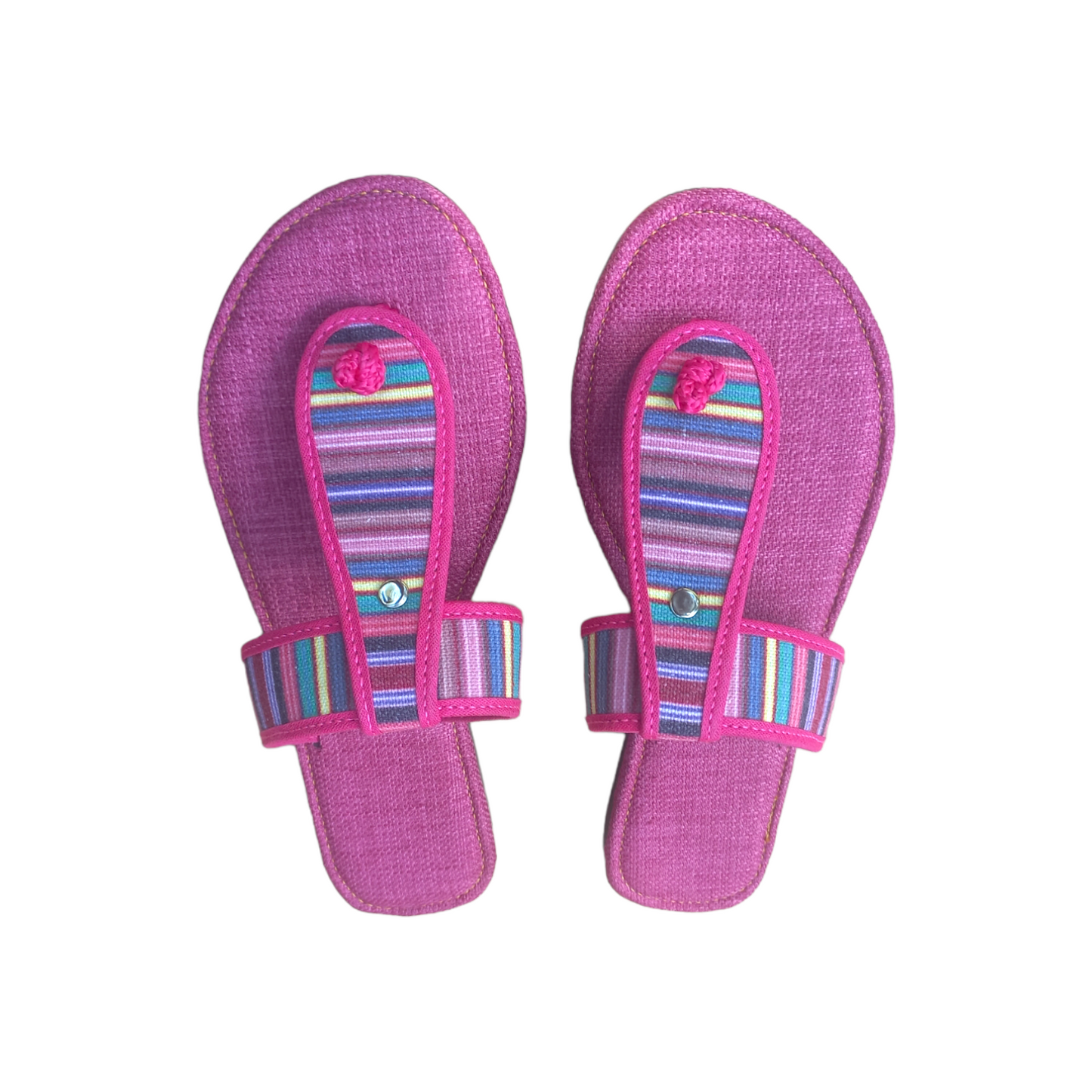 T-Bar Sandals with Canvas Pink African Fabric-inspired